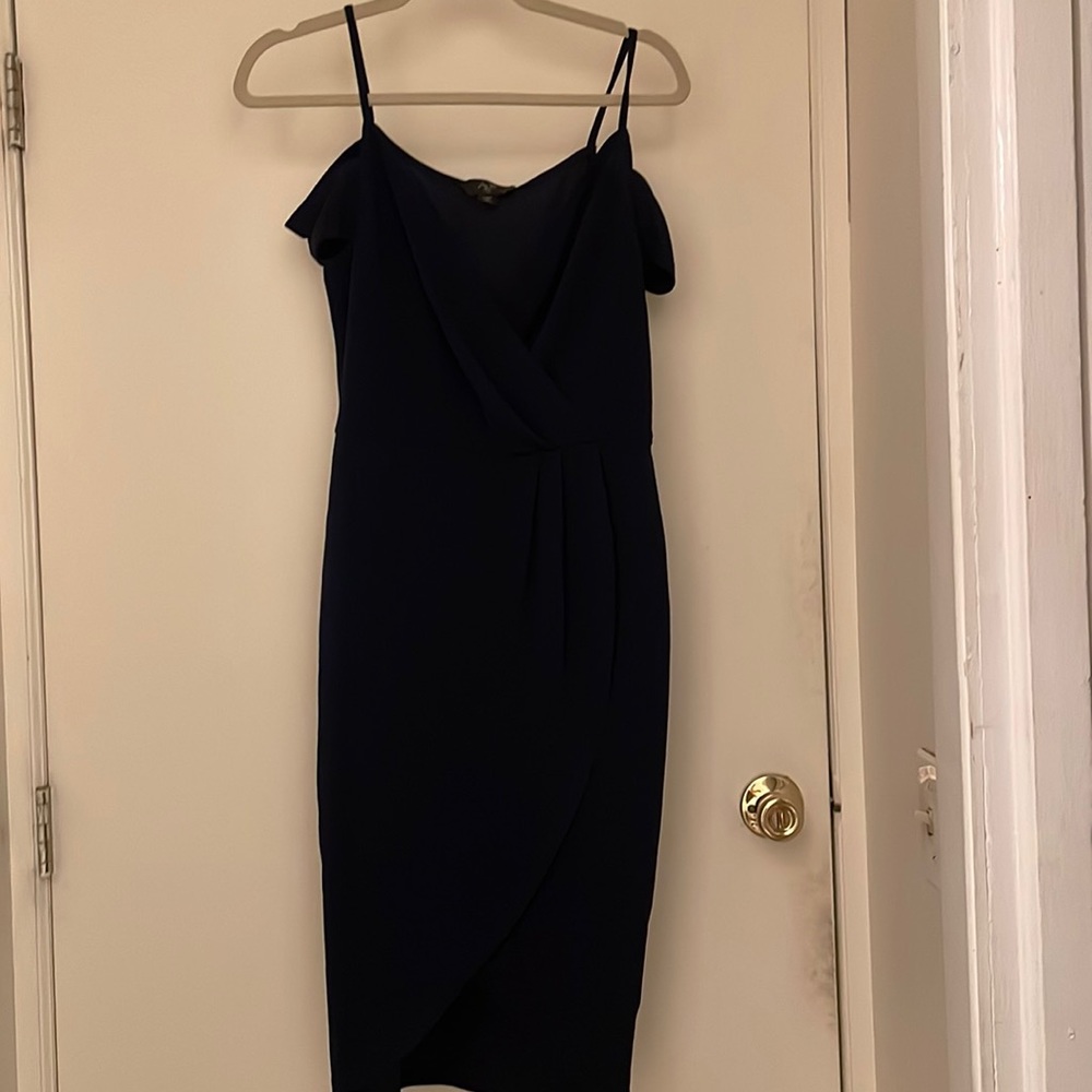 Navy Off the Shoulder Dress